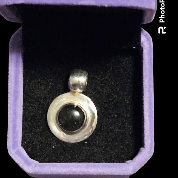 Vintage Black Onyx Silver 925 pendant - Picture 2 of 7